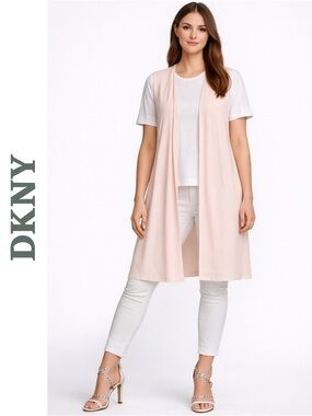DKNY Blush Pink Sleeveless Duster Vest Size Medium